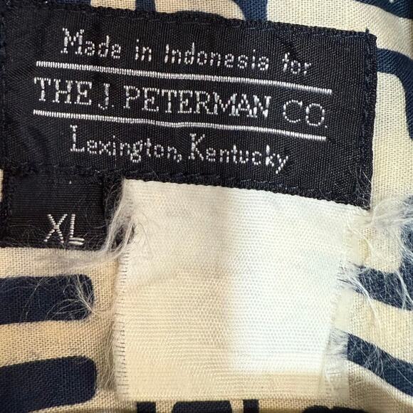 Vintage J Peterman Co XL Handmade Batik Shirt Aztec Reverse Print Summer Resort - Picture 7 of 9